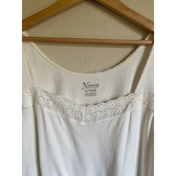 New! Natural Reflections XL Eyelet Lace Trim Ivory Cream Tank Top - Picture 3 of 8